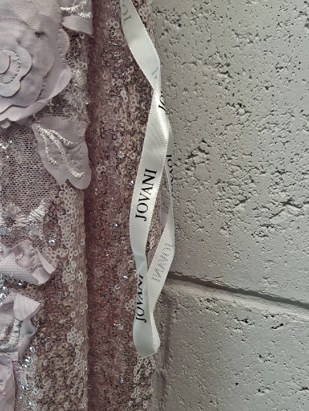 NWOT Jovani Sequin Floral Appliqué Gown in Light Pink - Picture 6 of 13